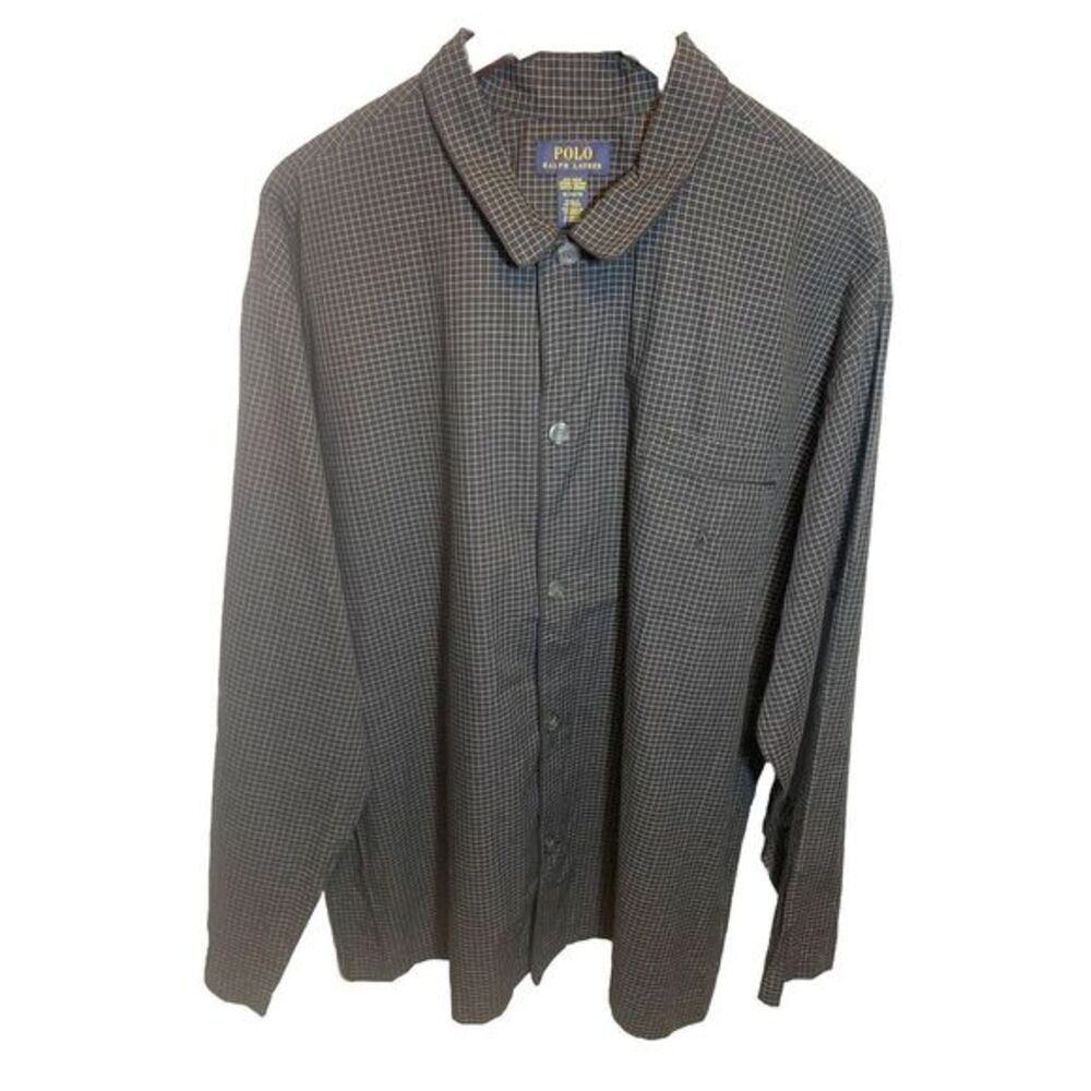 Mens XL Black‎ Check Sleepwear Top Polo Ralph Lauren NWT Button Down